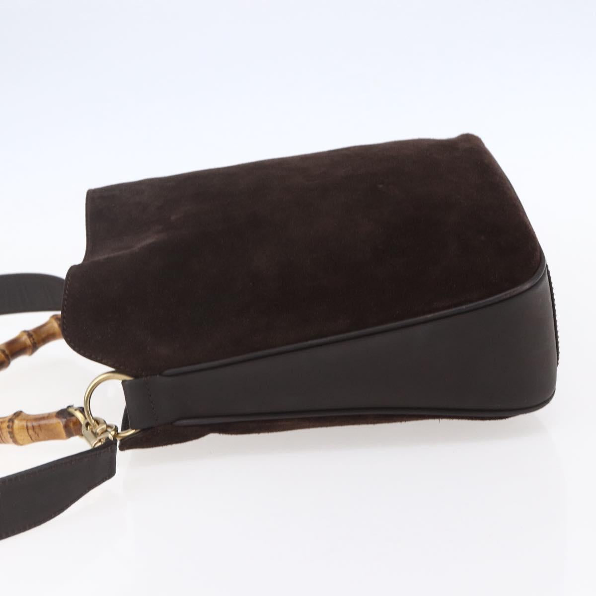 GUCCI Bamboo Shoulder Bag Leather 2way Brown Gold 001 1705 1638 Auth gh1190