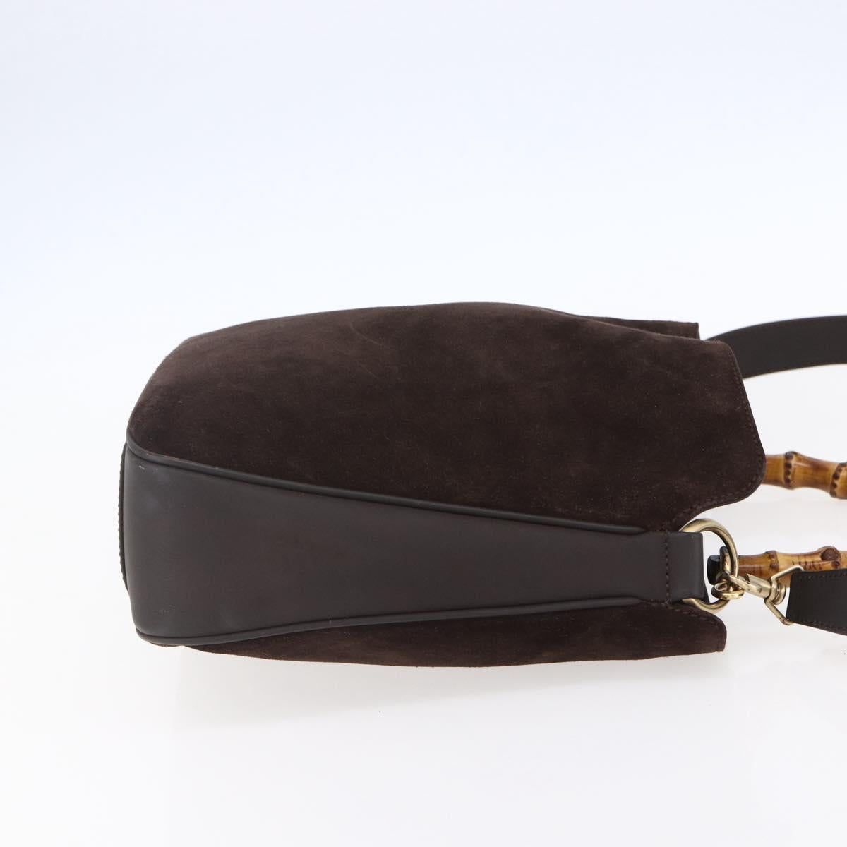 GUCCI Bamboo Shoulder Bag Leather 2way Brown Gold 001 1705 1638 Auth gh1190