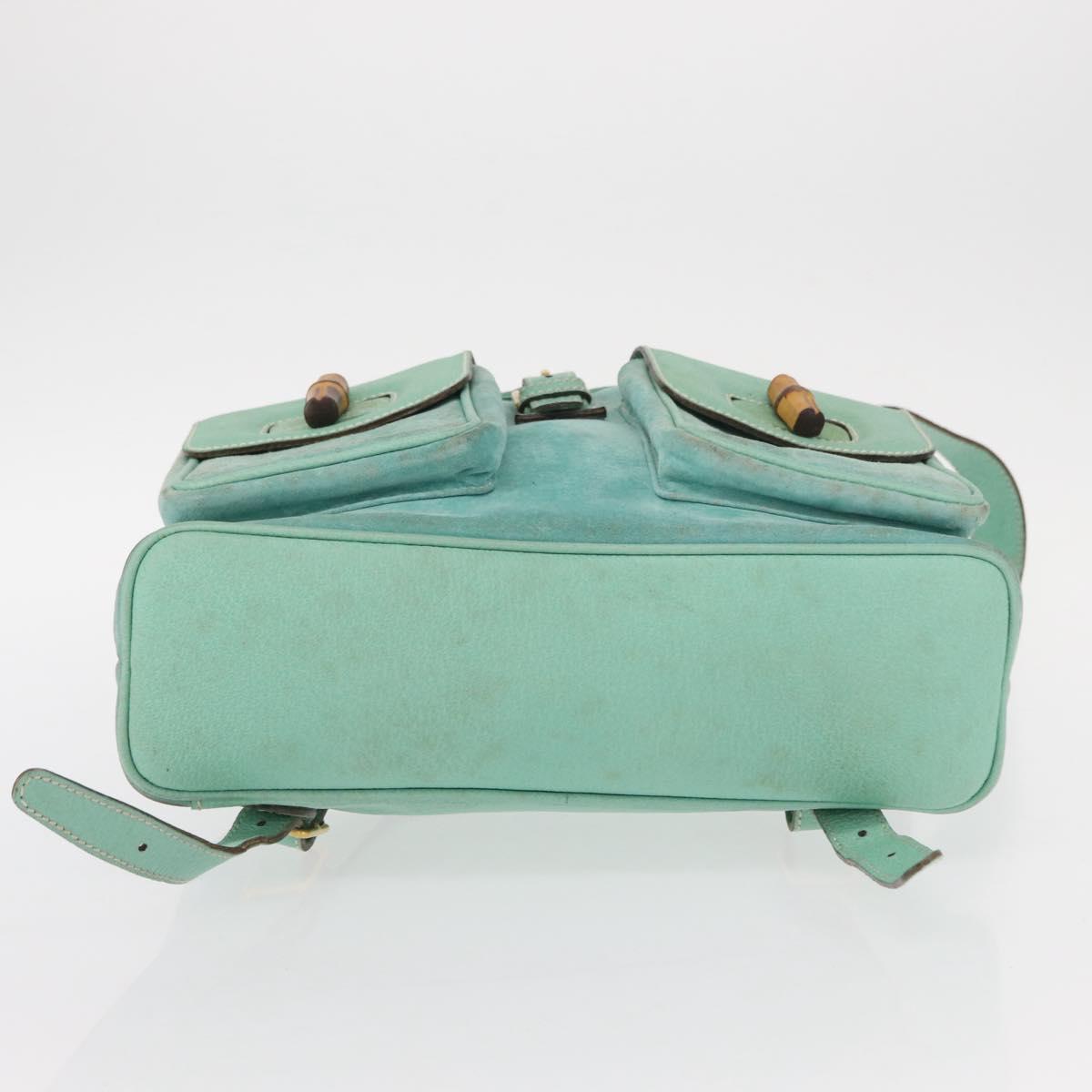 GUCCI Bamboo Backpack Suede Green Gold 003 2058 0016 Auth gh1191