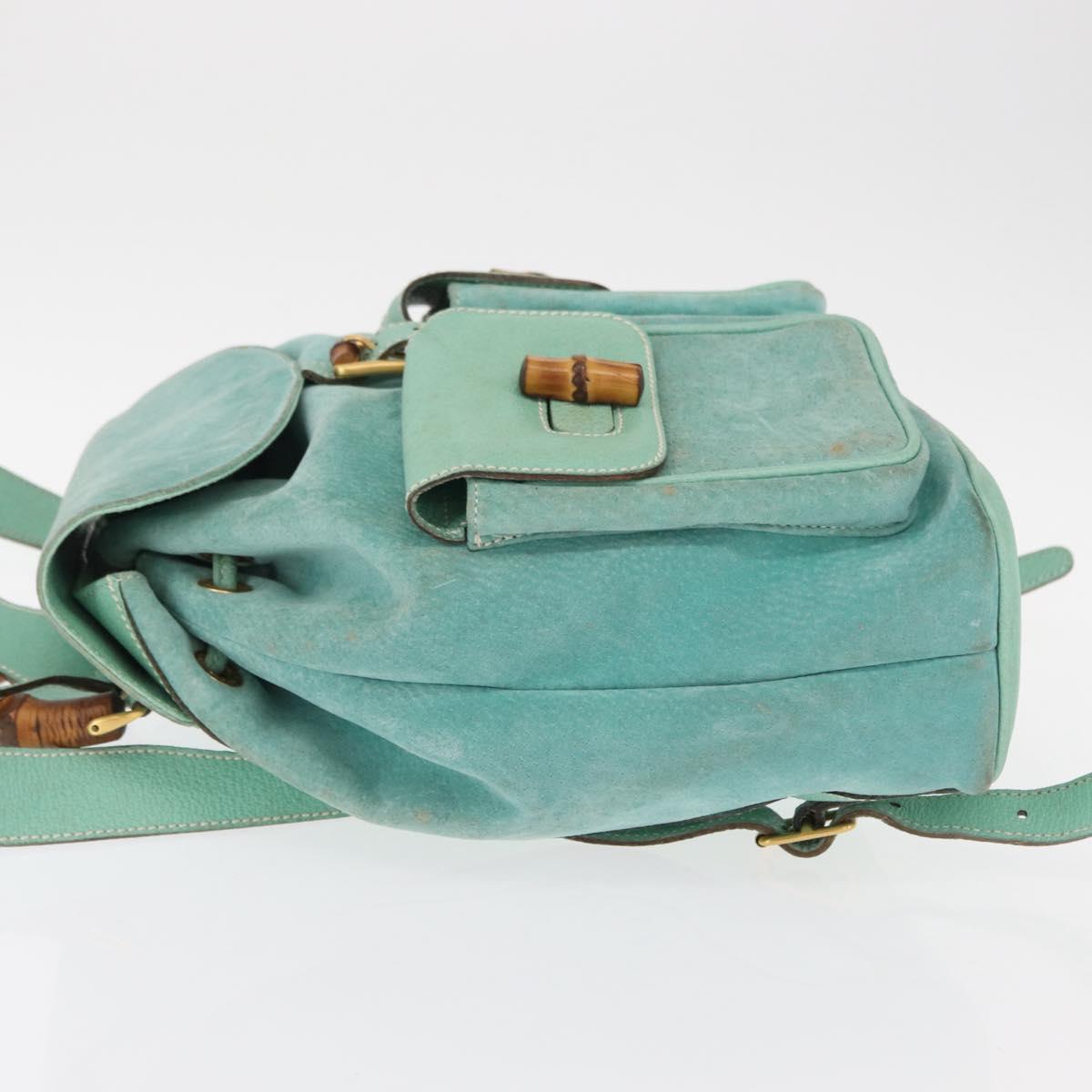 GUCCI Bamboo Backpack Suede Green Gold 003 2058 0016 Auth gh1191
