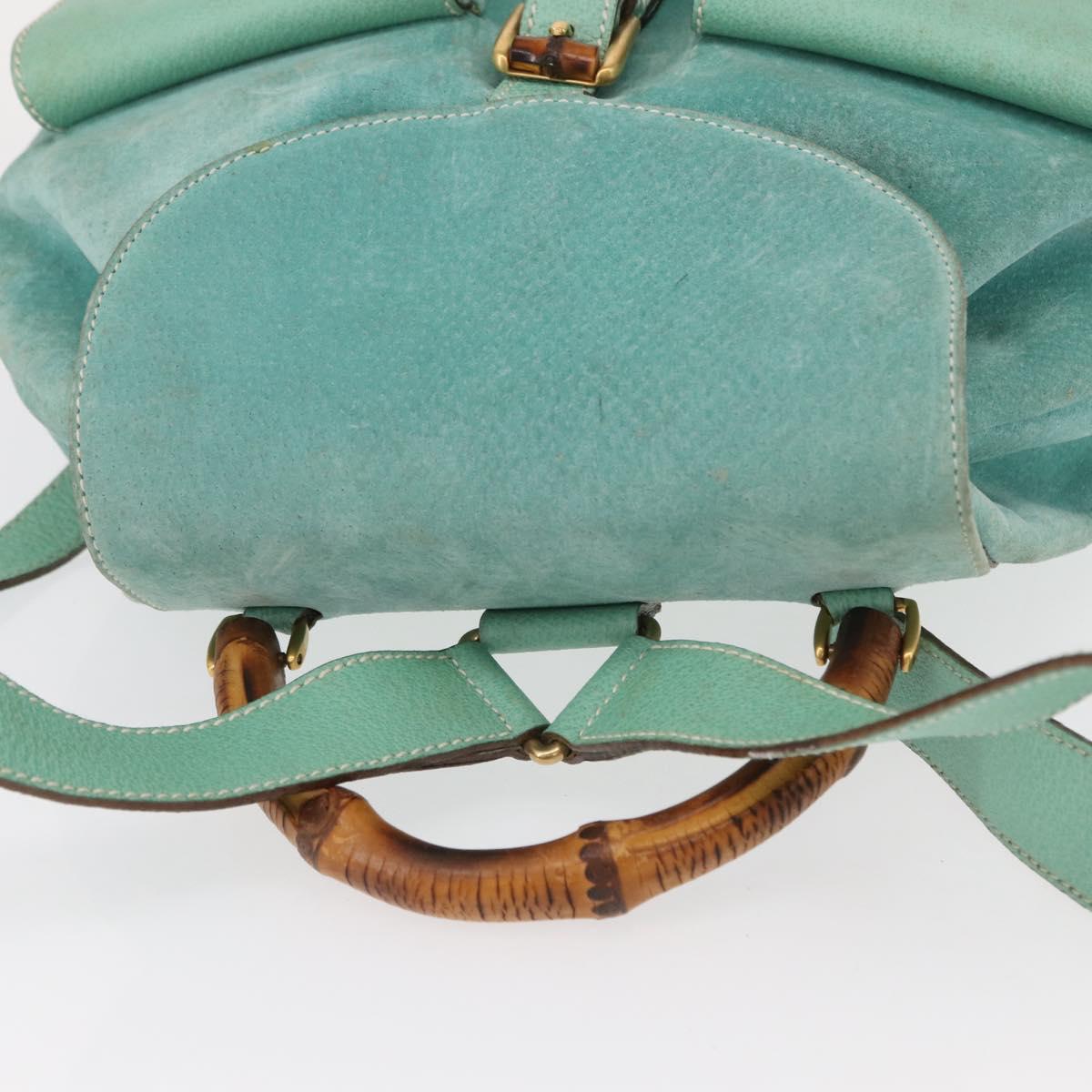 GUCCI Bamboo Backpack Suede Green Gold 003 2058 0016 Auth gh1191
