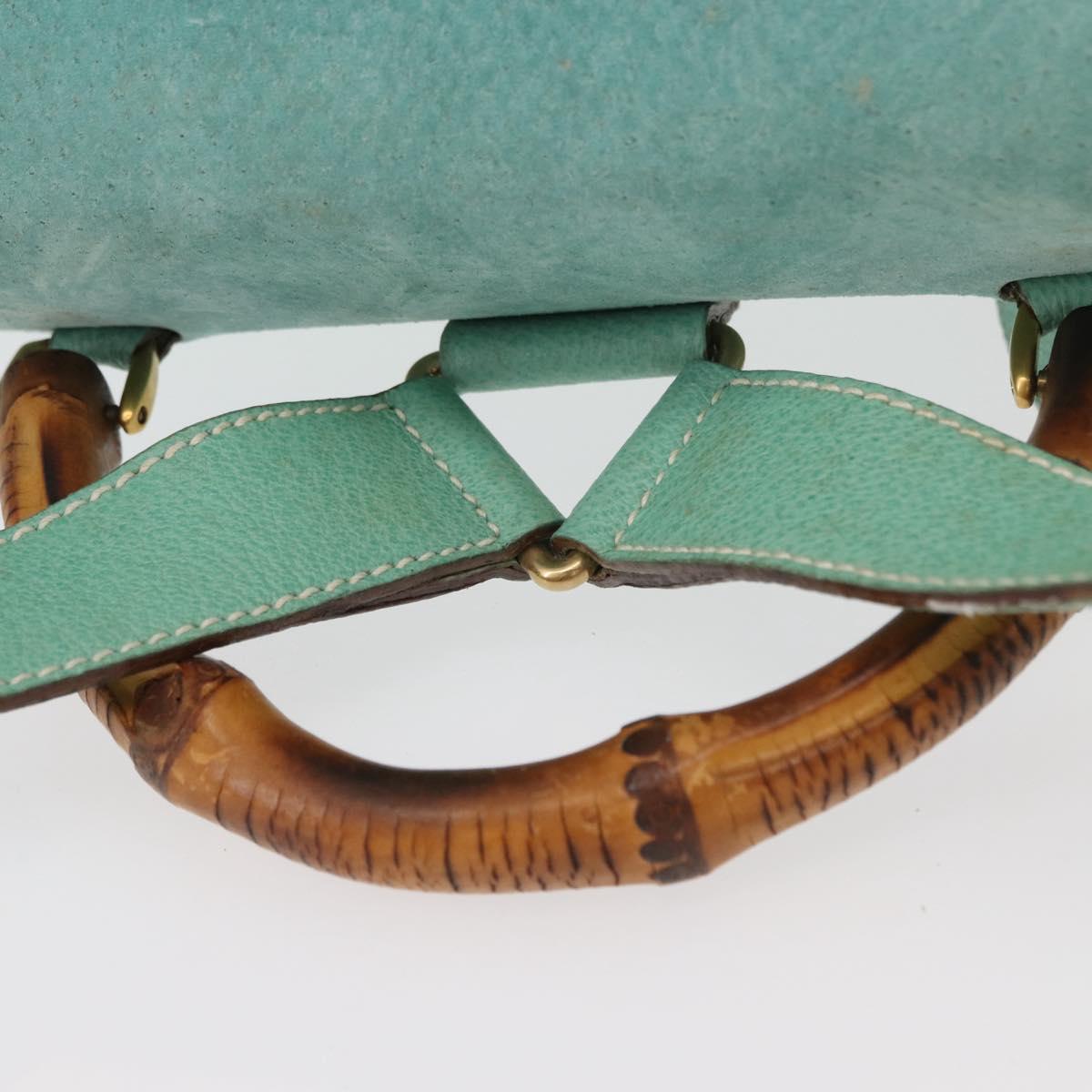 GUCCI Bamboo Backpack Suede Green Gold 003 2058 0016 Auth gh1191