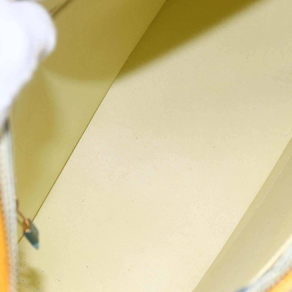 LOUIS VUITTON Monogram Vernis Houston Hand Bag Lime Yellow M91055 LV Auth gh1192