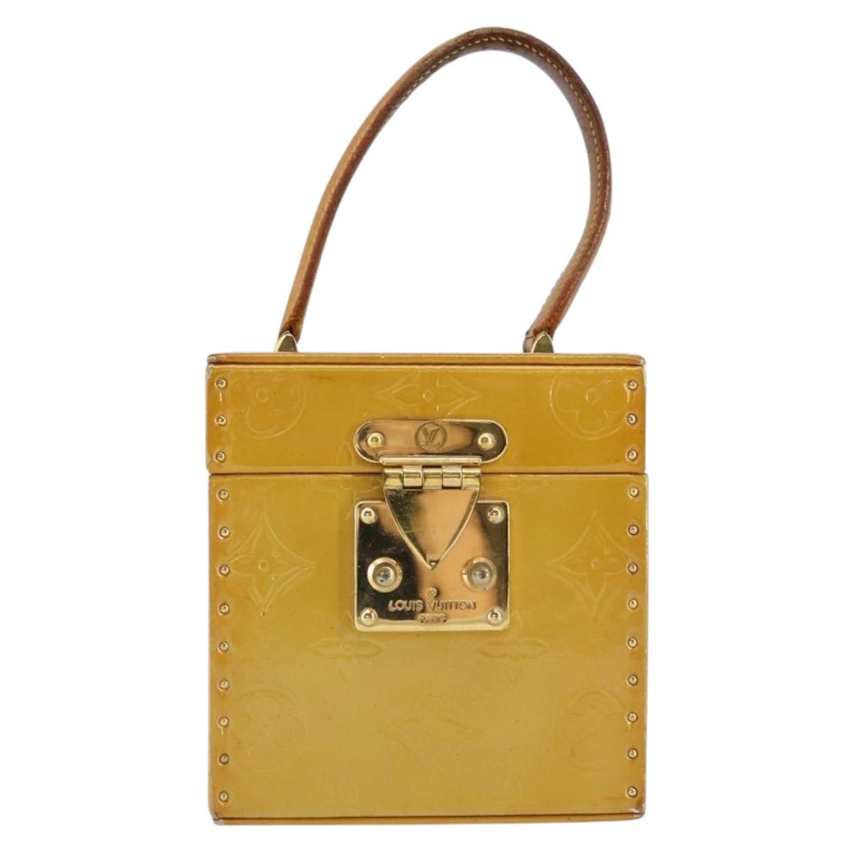 LOUIS VUITTON Monogram Vernis Bleecker Cosmetic Pouch Beige M91002 Auth gh1193