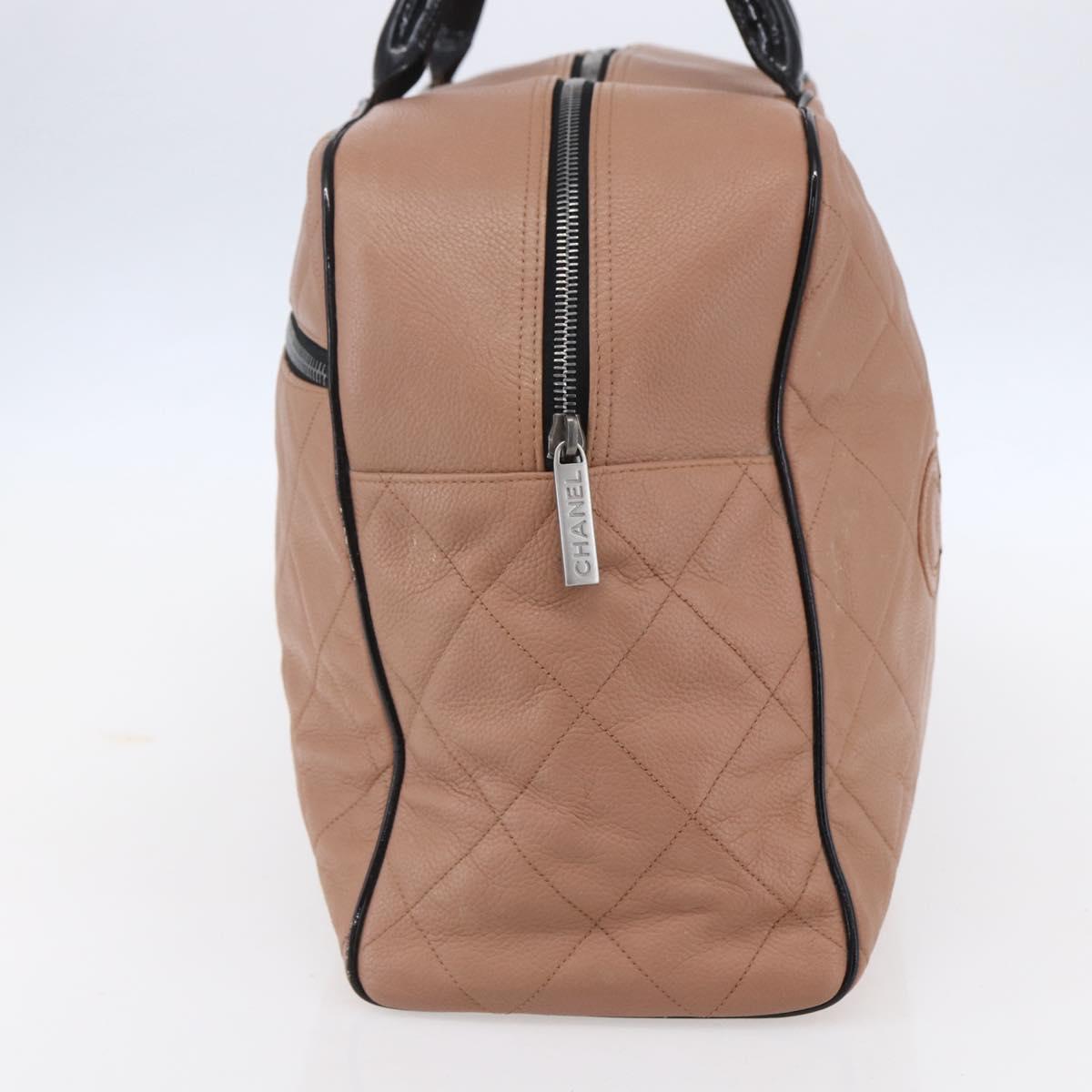 CHANEL Matelasse Boston Bag Caviar Skin Pink Silver CC Auth gh1196