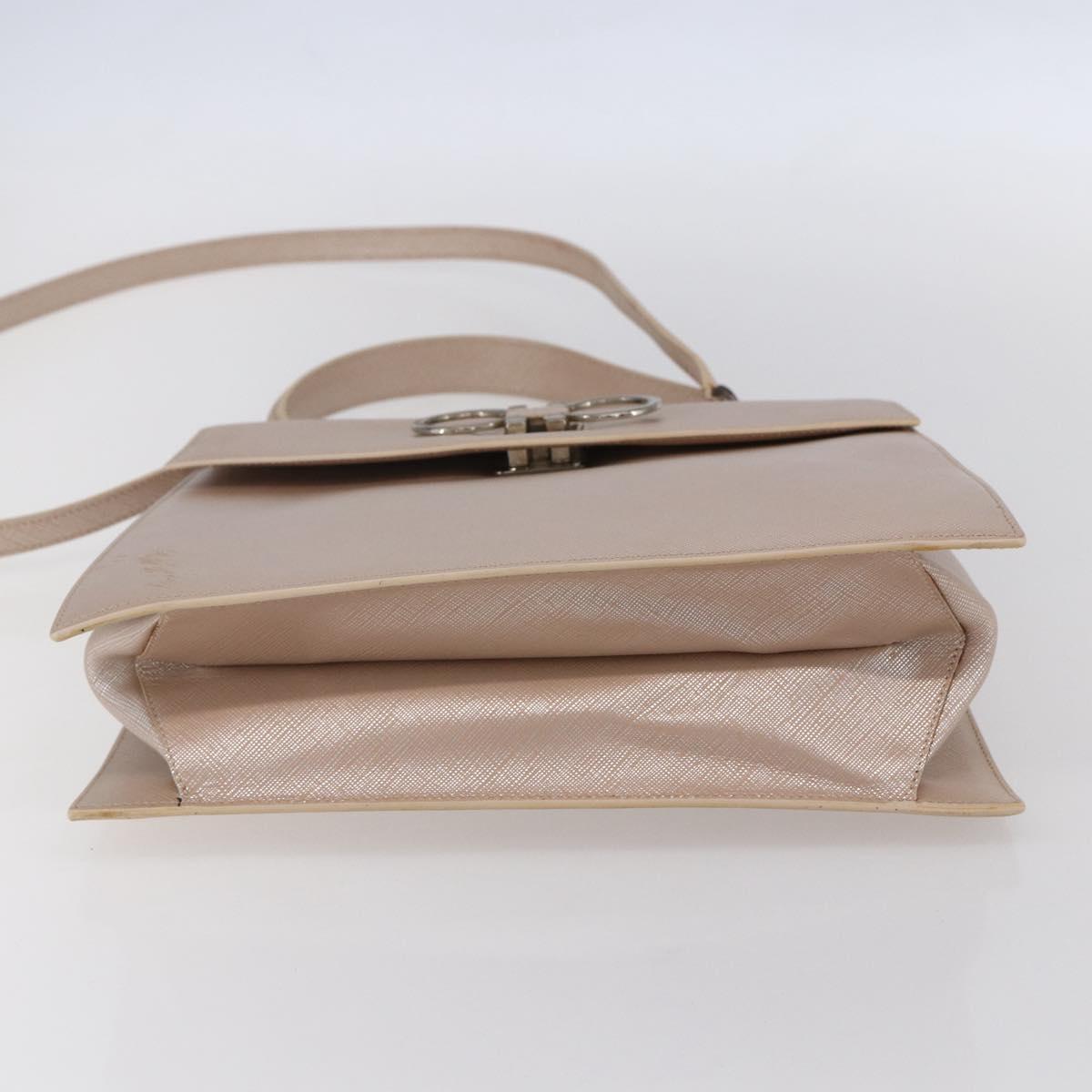 Salvatore Ferragamo Gancini Hand Bag Leather 2way Pink Gold Auth gh1200