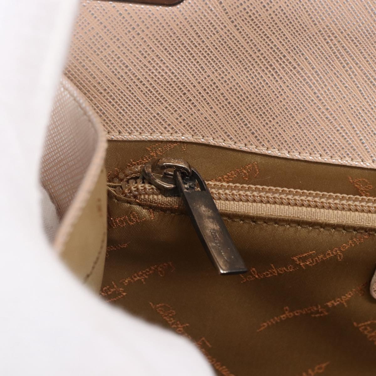 Salvatore Ferragamo Gancini Hand Bag Leather 2way Pink Gold Auth gh1200