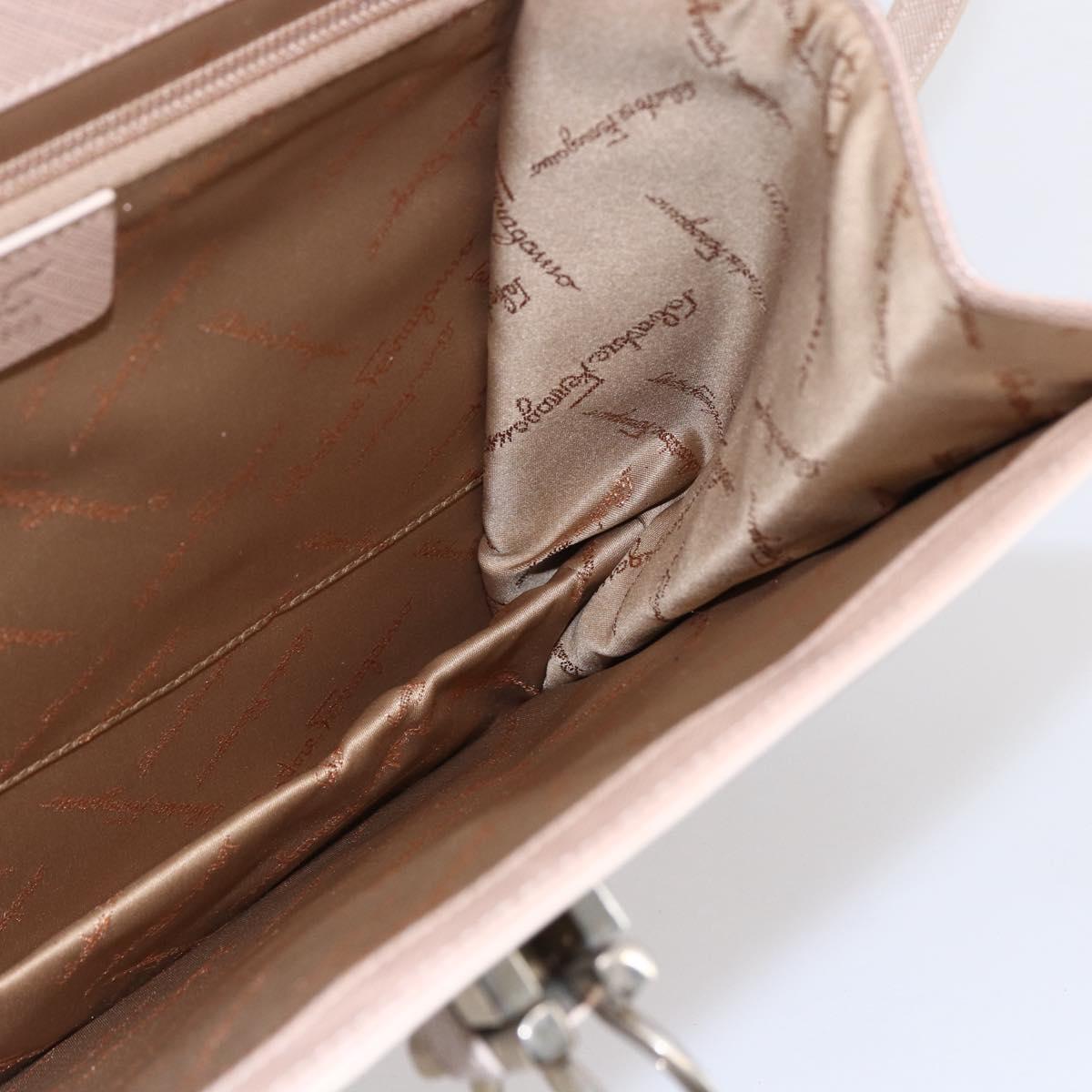 Salvatore Ferragamo Gancini Hand Bag Leather 2way Pink Gold Auth gh1200