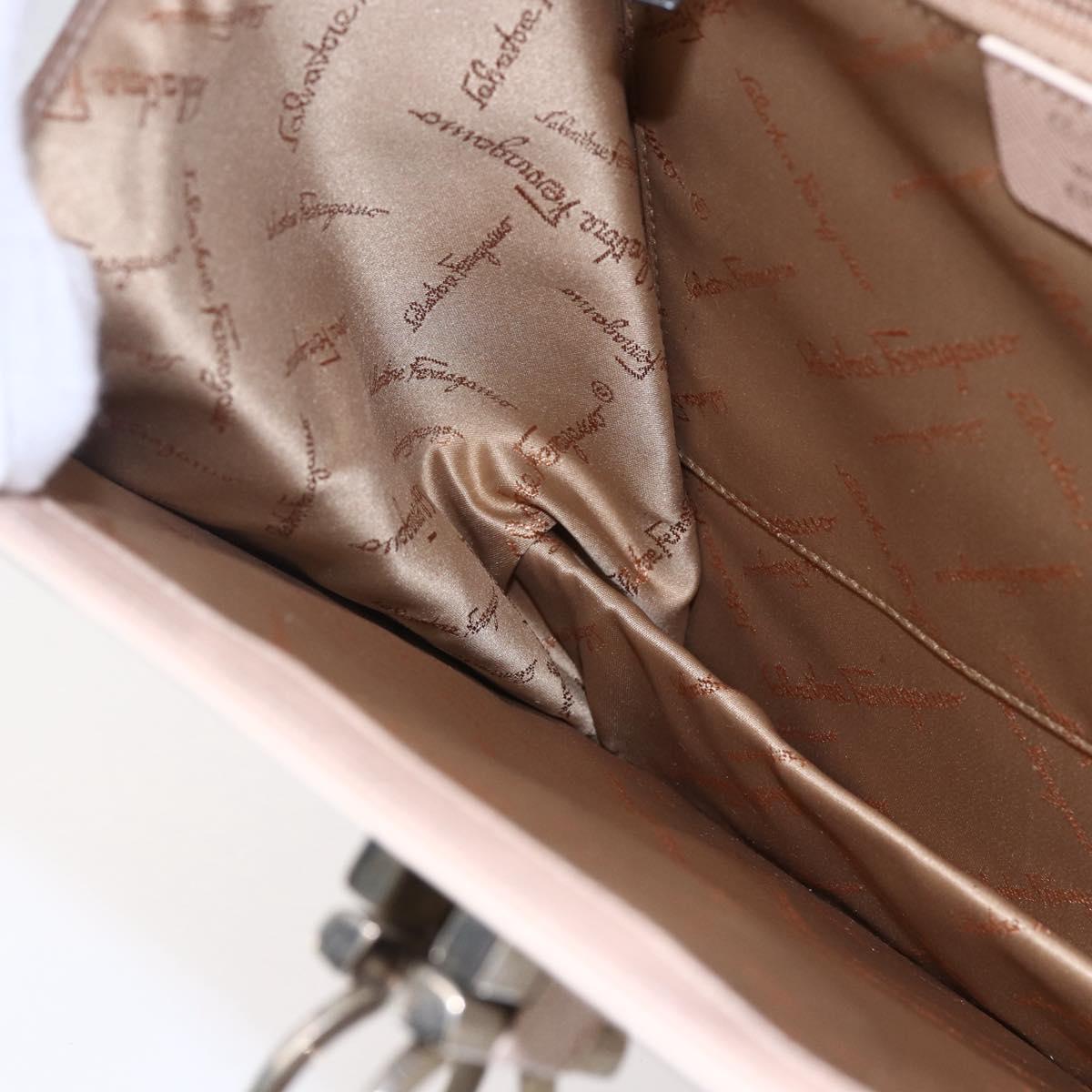 Salvatore Ferragamo Gancini Hand Bag Leather 2way Pink Gold Auth gh1200