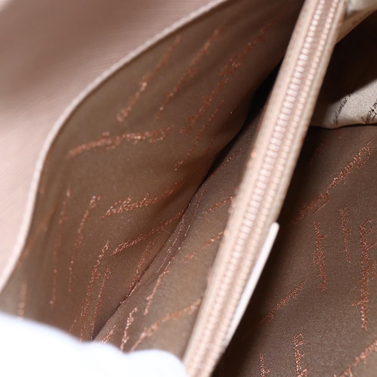 Salvatore Ferragamo Gancini Hand Bag Leather 2way Pink Gold Auth gh1200