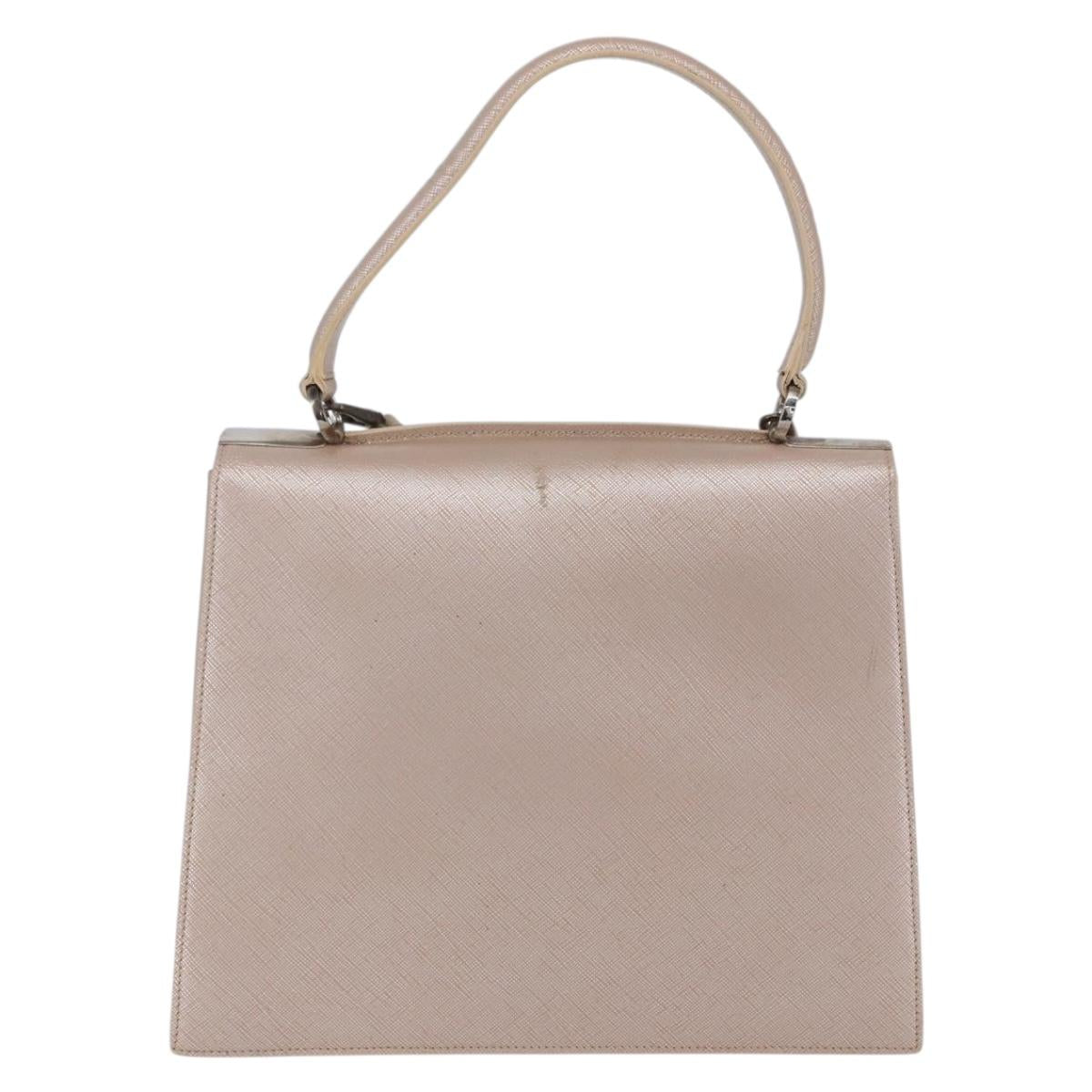 Salvatore Ferragamo Gancini Hand Bag Leather 2way Pink Gold Auth gh1200