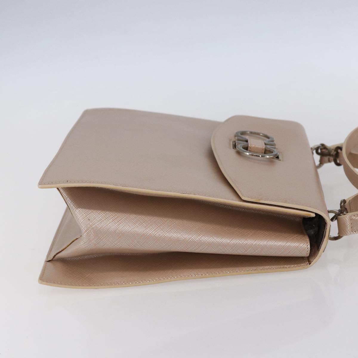 Salvatore Ferragamo Gancini Hand Bag Leather 2way Pink Gold Auth gh1200