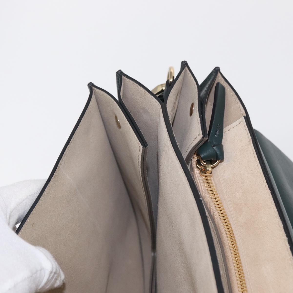 Chloe Fay Shoulder Bag Suede Leather Khaki Gold Auth gh1201