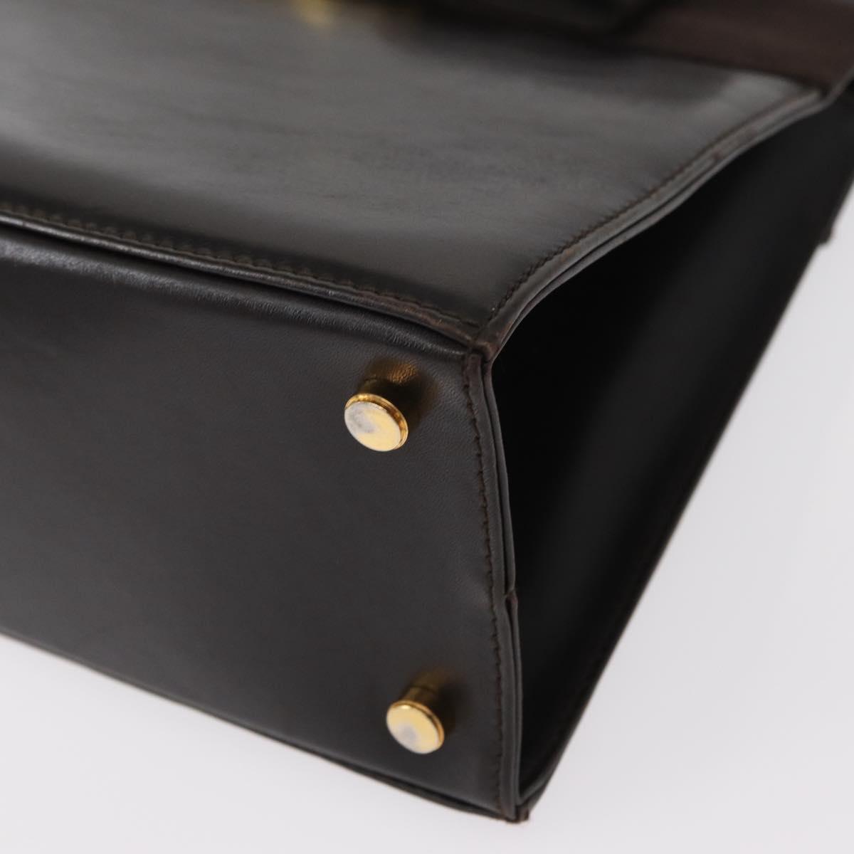 Salvatore Ferragamo Vala Hand Bag Leather 2way Brown Gold Auth gh1202