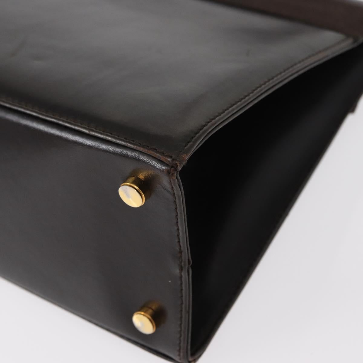 Salvatore Ferragamo Vala Hand Bag Leather 2way Brown Gold Auth gh1202