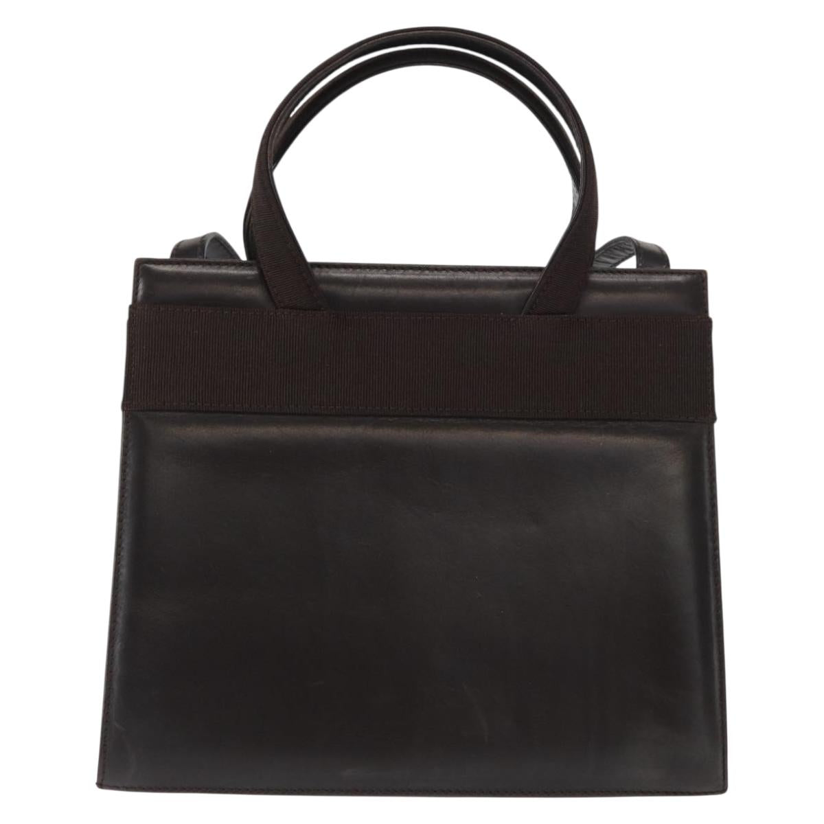 Salvatore Ferragamo Vala Hand Bag Leather 2way Brown Gold Auth gh1202