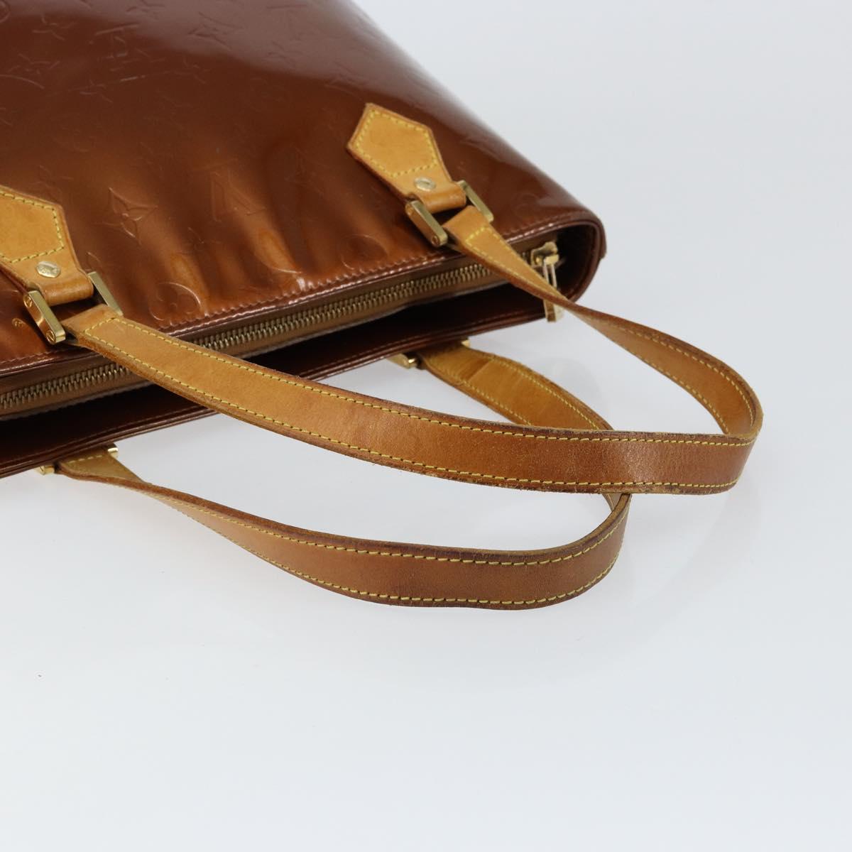 LOUIS VUITTON Monogram Vernis Houston Hand Bag Bronze M91122 LV Auth gh1207