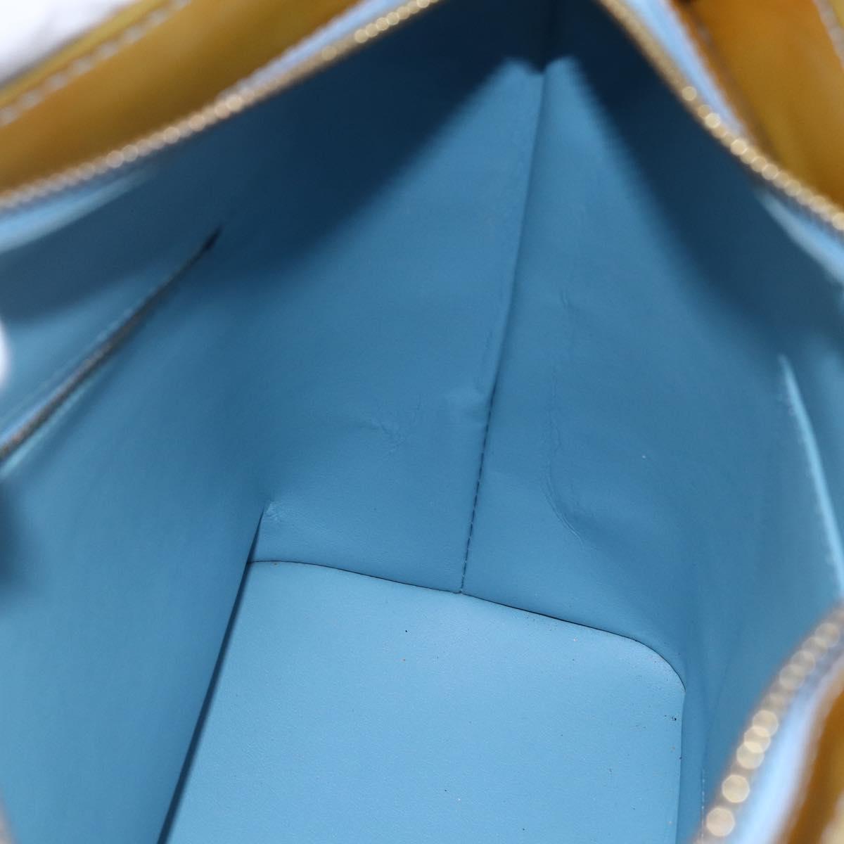 LOUIS VUITTON Monogram Vernis Houston Hand Bag Baby Blue M91005 LV Auth gh1213