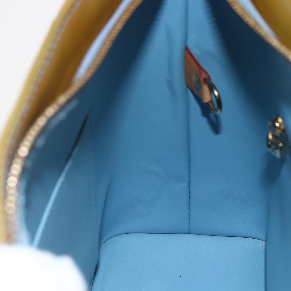 LOUIS VUITTON Monogram Vernis Houston Hand Bag Baby Blue M91005 LV Auth gh1213