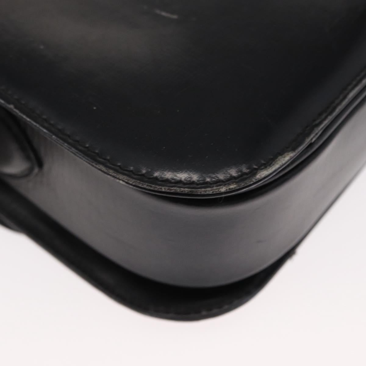 CELINE Horse Carriage Shoulder Bag Leather Black Gold Auth gh1220