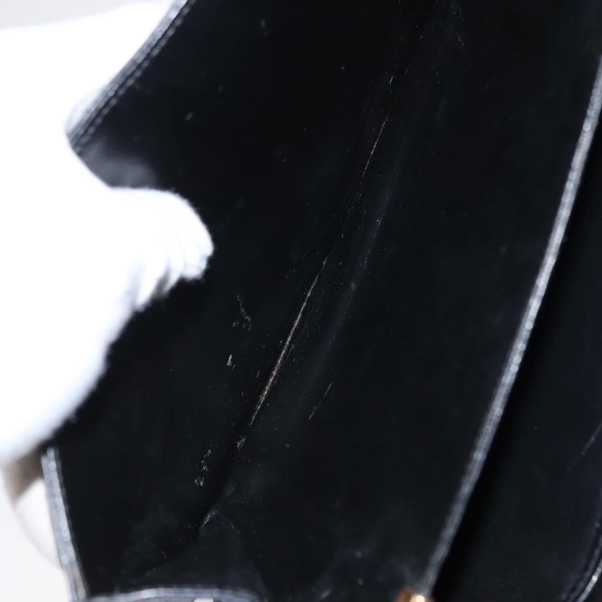 CELINE Horse Carriage Shoulder Bag Leather Black Gold Auth gh1220