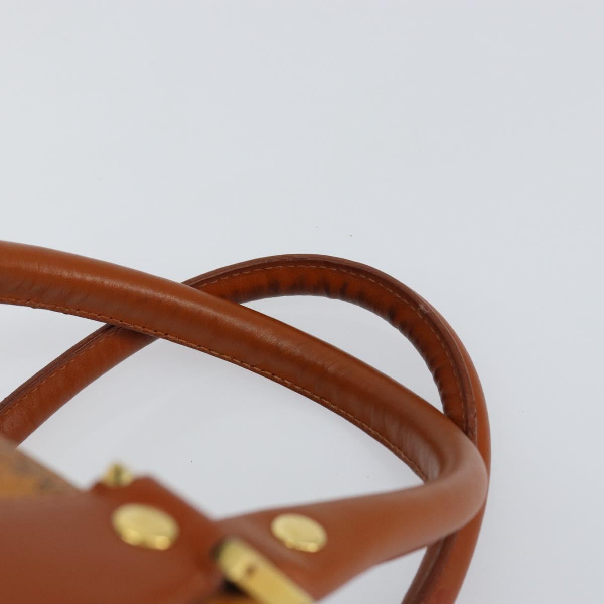 MCM Logogram Vicetos Hand Bag PVC Leather Brown Gold Auth gh1221