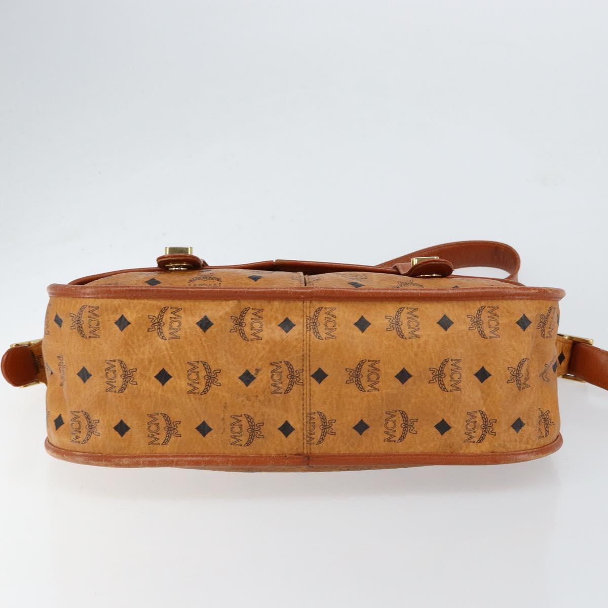 MCM Logogram Vicetos Shoulder Bag PVC Leather Brown Gold Auth gh1222