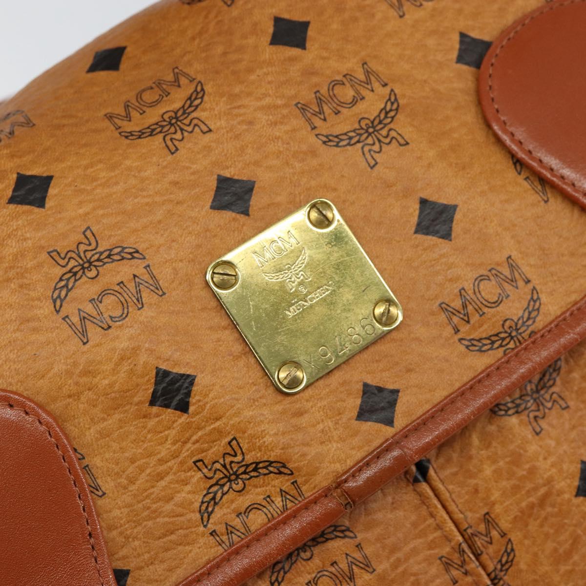 MCM Logogram Vicetos Shoulder Bag PVC Leather Brown Gold Auth gh1222