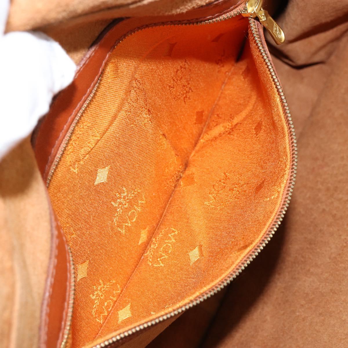 MCM Logogram Vicetos Shoulder Bag PVC Leather Brown Gold Auth gh1222