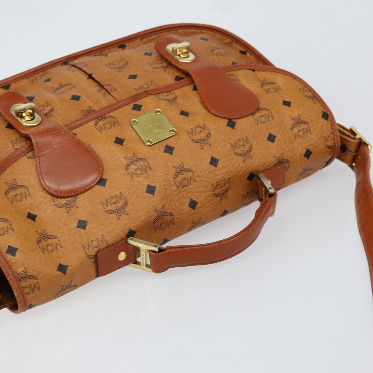 MCM Logogram Vicetos Shoulder Bag PVC Leather Brown Gold Auth gh1222
