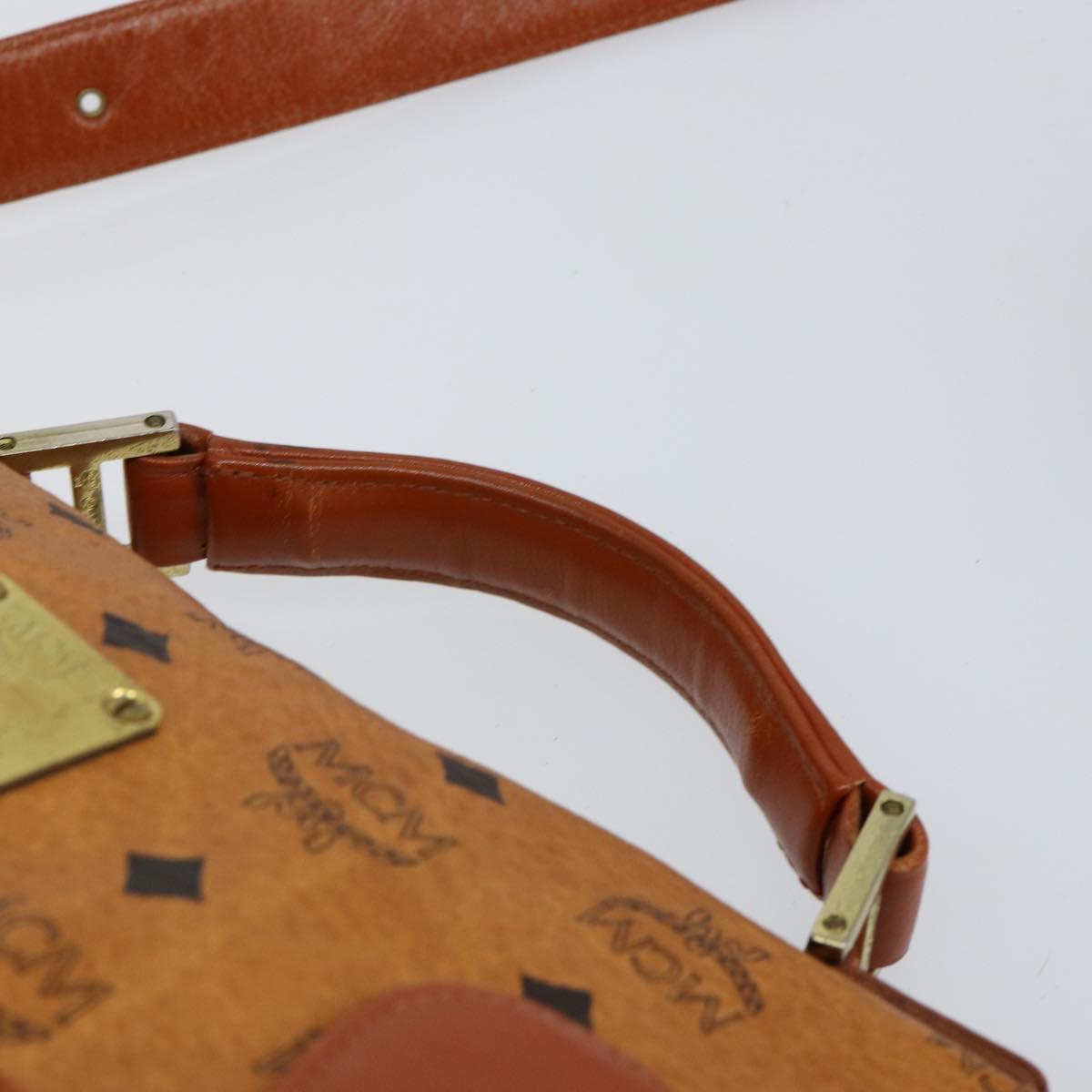 MCM Logogram Vicetos Shoulder Bag PVC Leather Brown Gold Auth gh1222