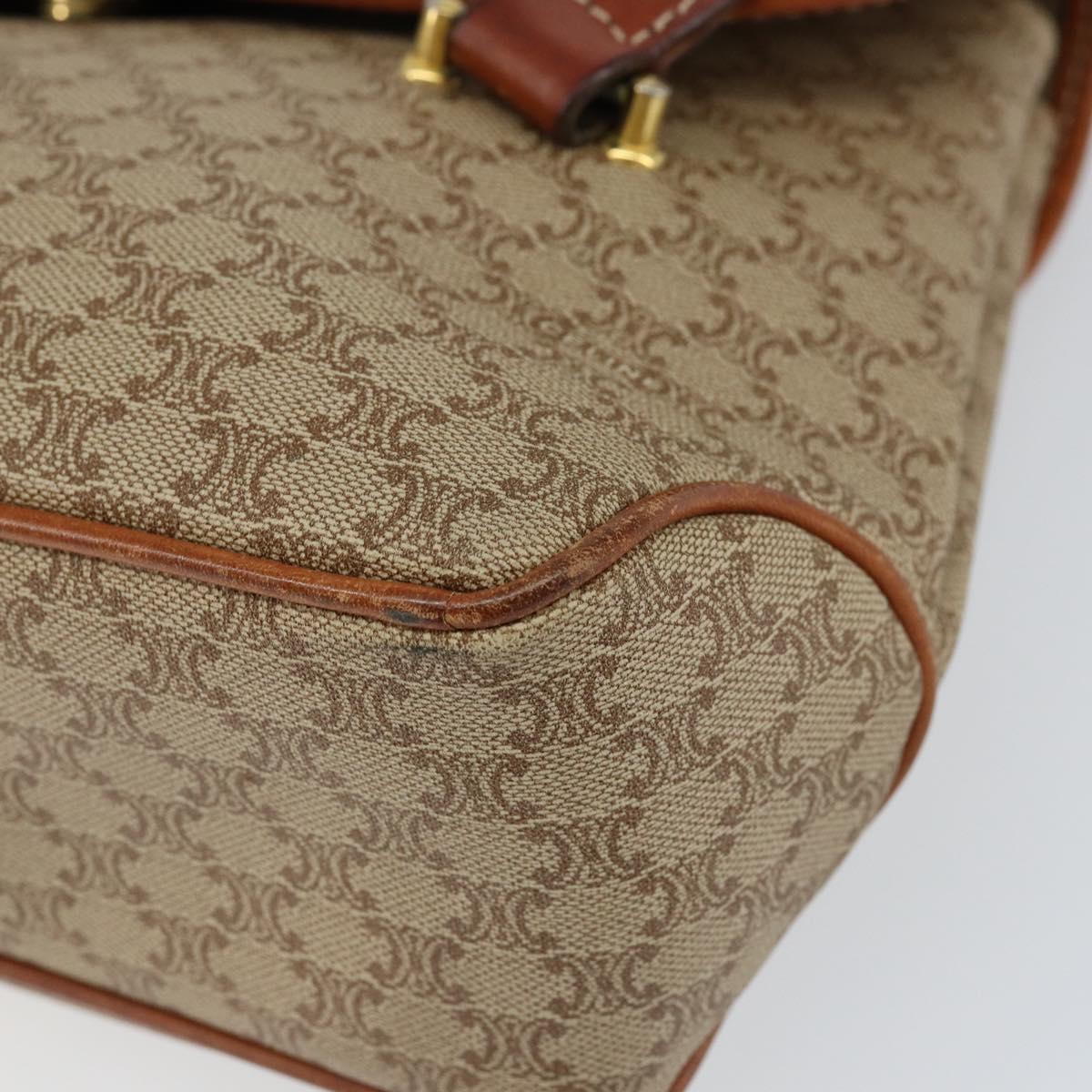CELINE Macadam Canvas Hand Bag PVC Beige Gold Auth gh1223