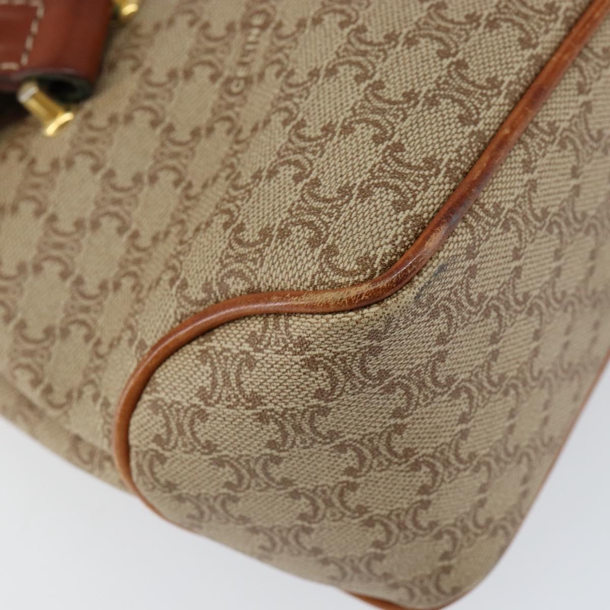CELINE Macadam Canvas Hand Bag PVC Beige Gold Auth gh1223