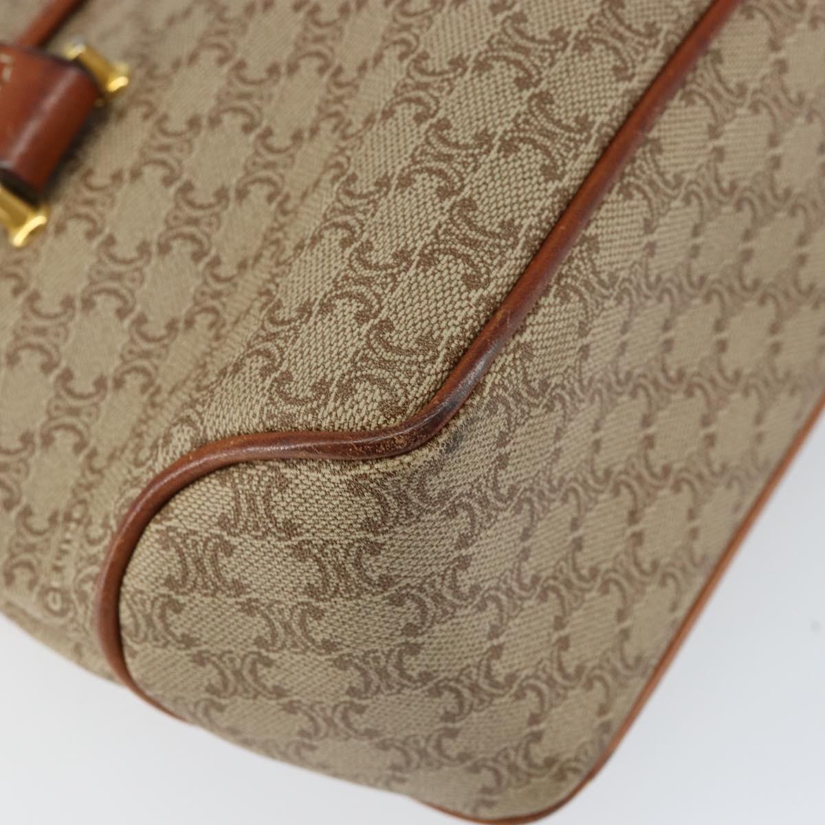 CELINE Macadam Canvas Hand Bag PVC Beige Gold Auth gh1223