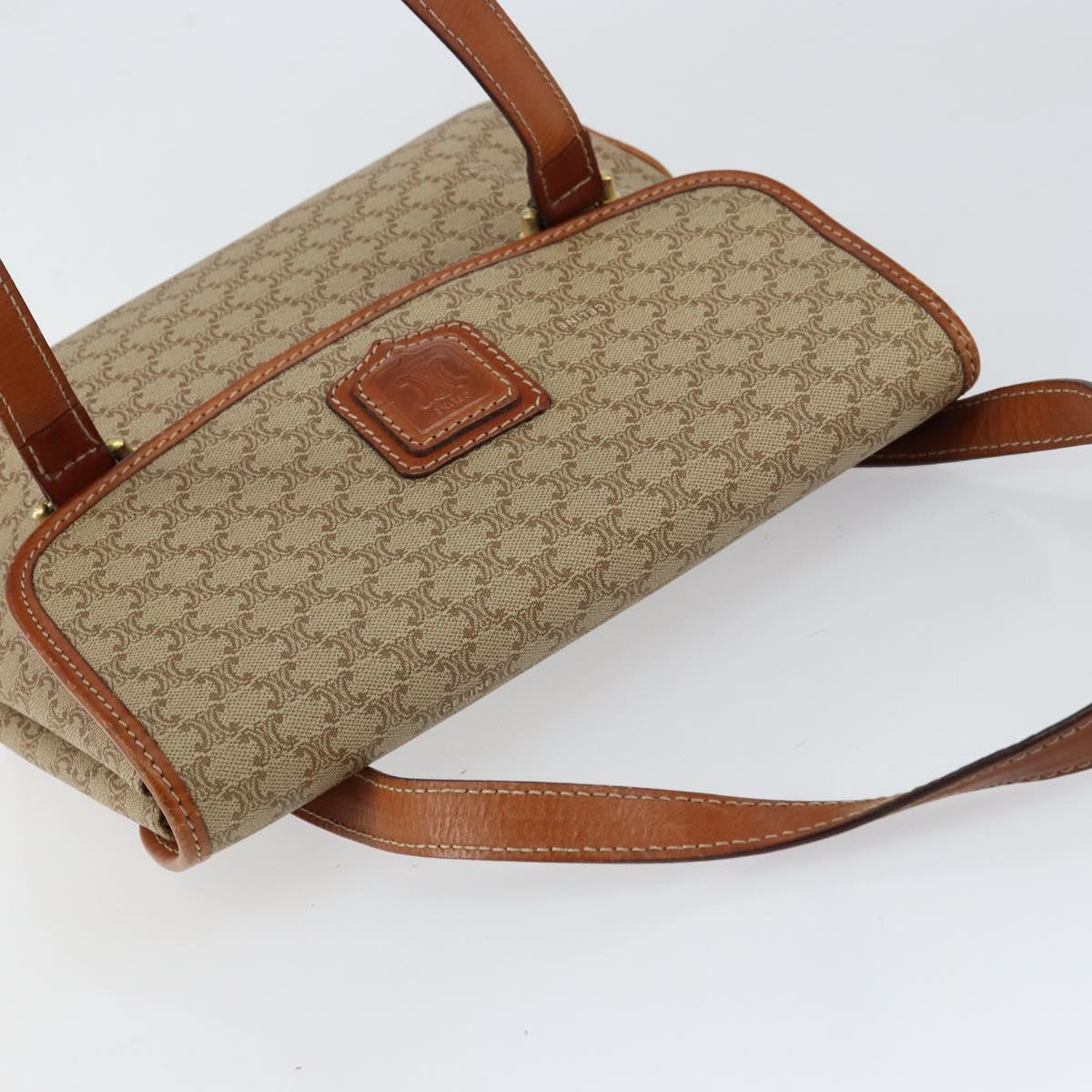 CELINE Macadam Canvas Hand Bag PVC Beige Gold Auth gh1223