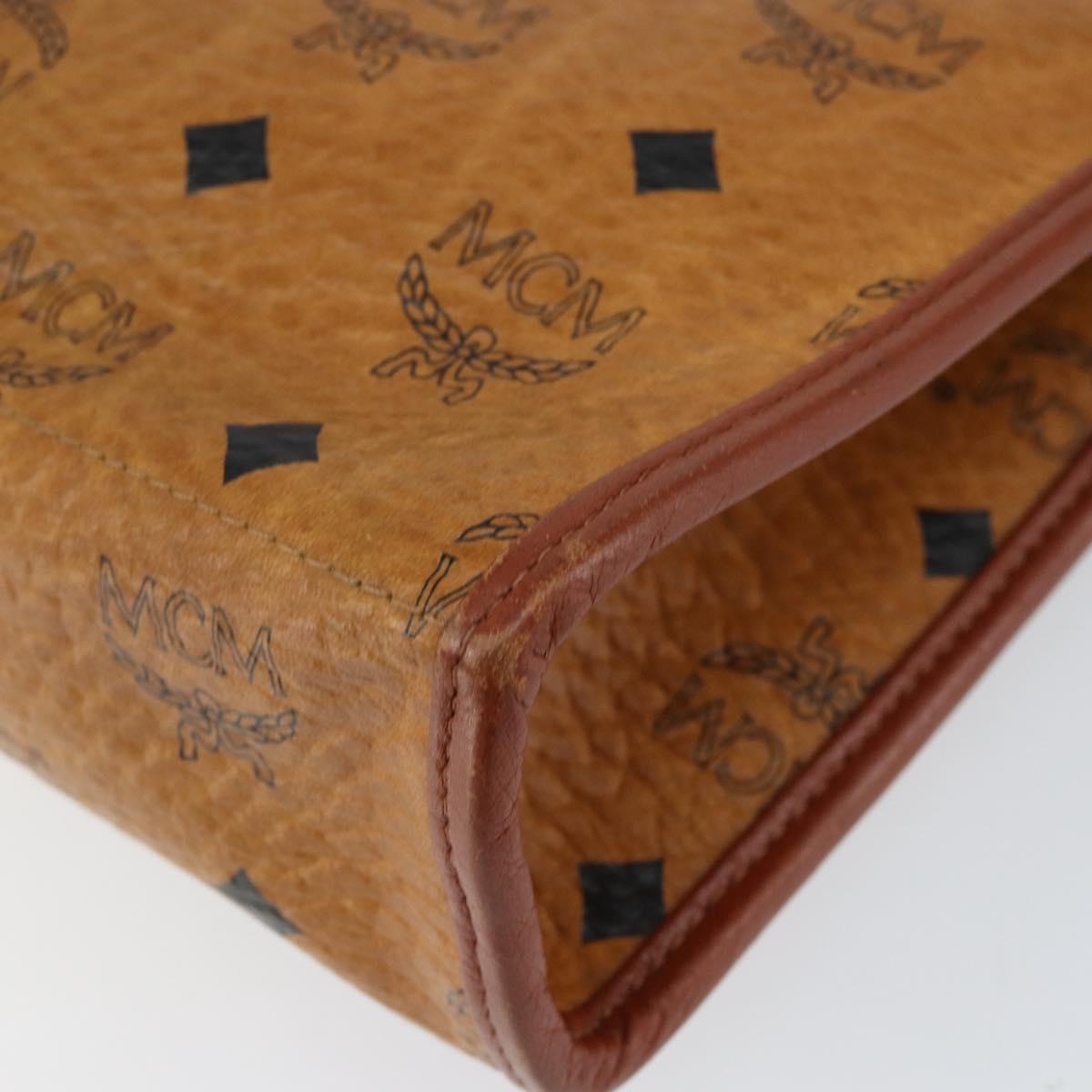 MCM Logogram Vicetos Clutch Bag PVC Leather Brown Gold Auth gh1233