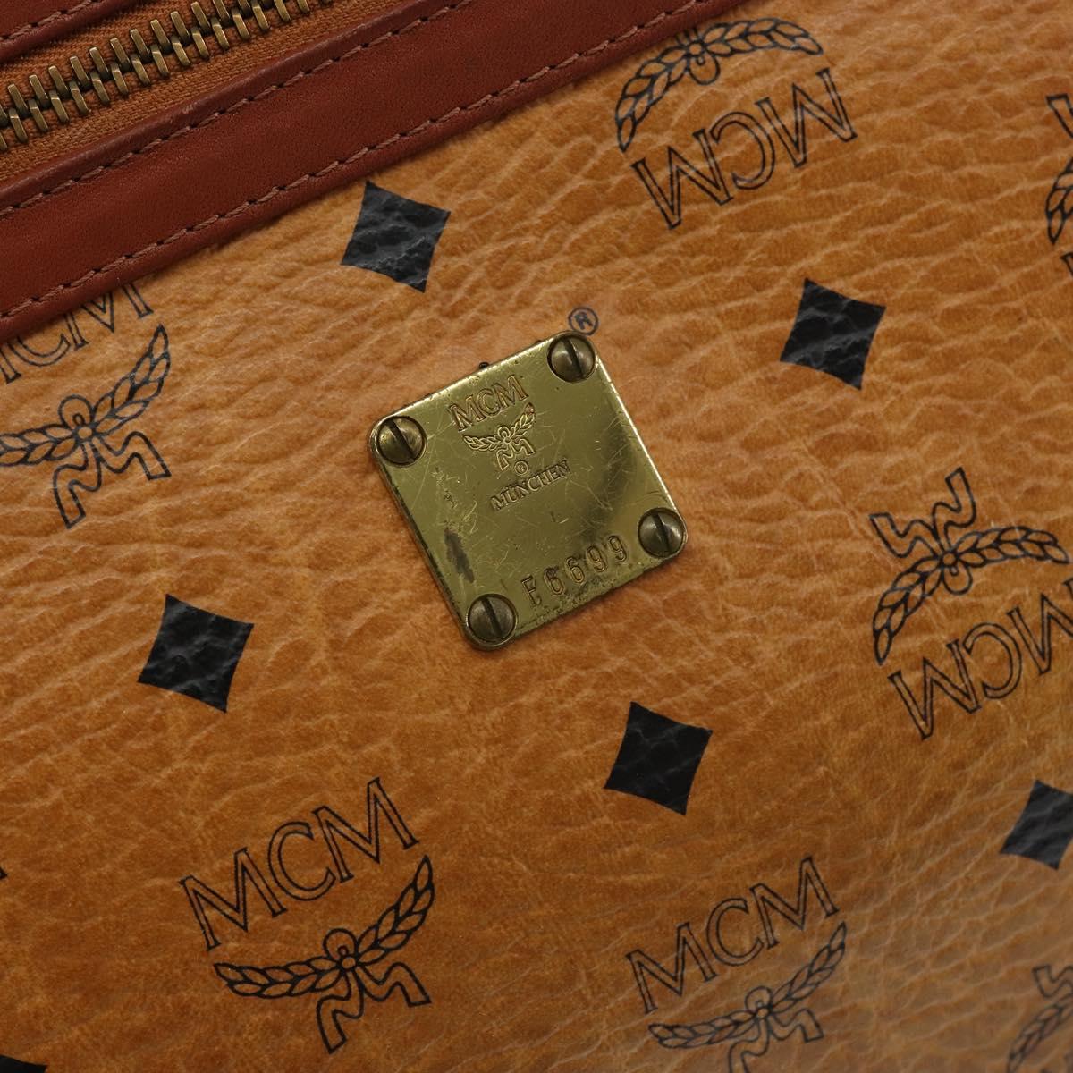 MCM Logogram Vicetos Clutch Bag PVC Leather Brown Gold Auth gh1233