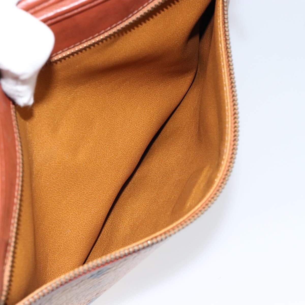 MCM Logogram Vicetos Clutch Bag PVC Leather Brown Gold Auth gh1233