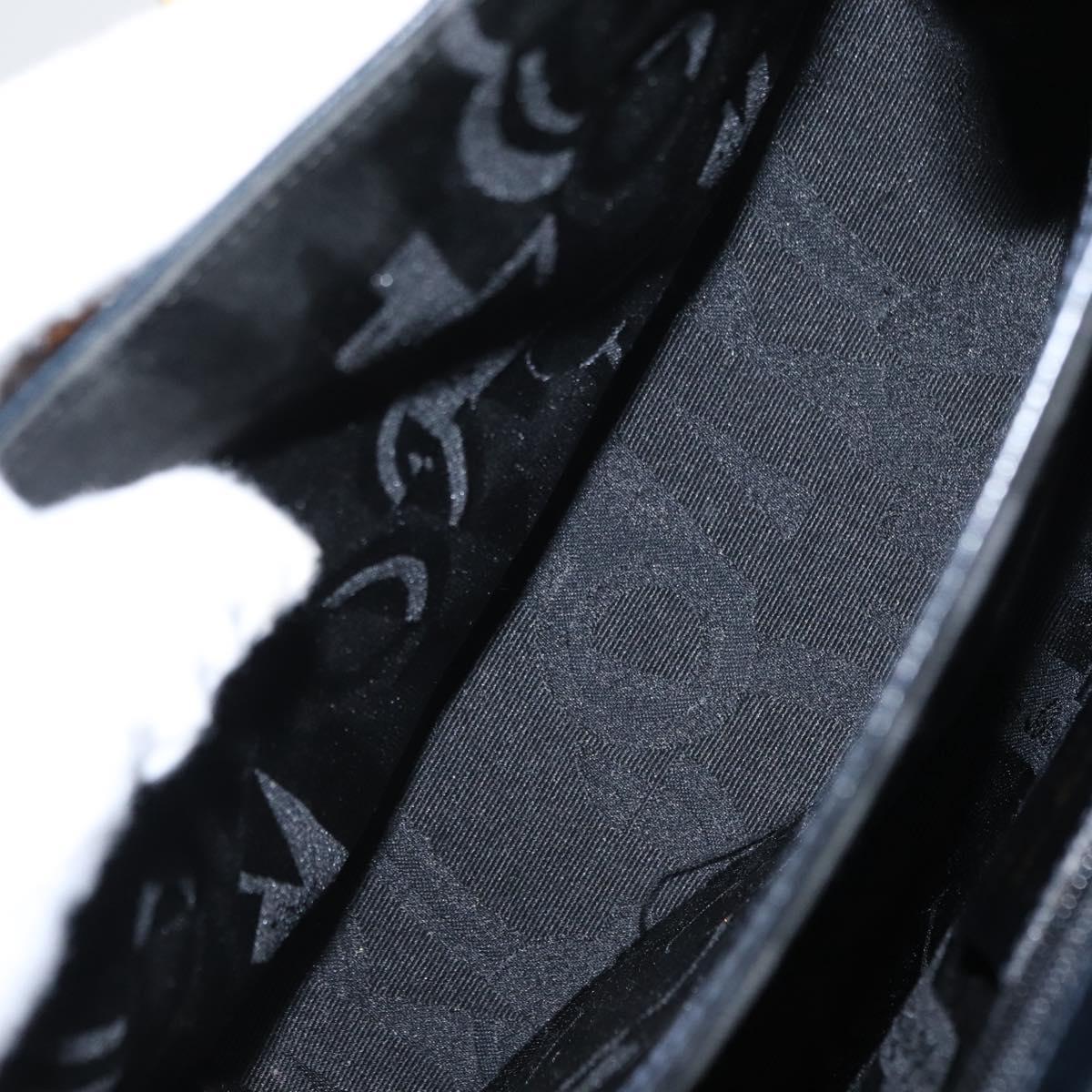 Salvatore Ferragamo Gancini Hand Bag Leather 2way Navy Gold Auth gh1234