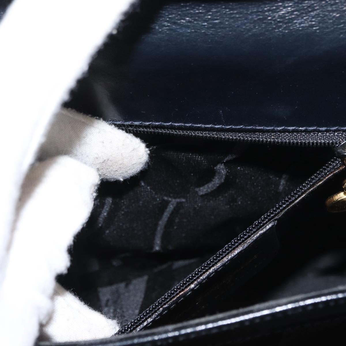 Salvatore Ferragamo Gancini Hand Bag Leather 2way Navy Gold Auth gh1234