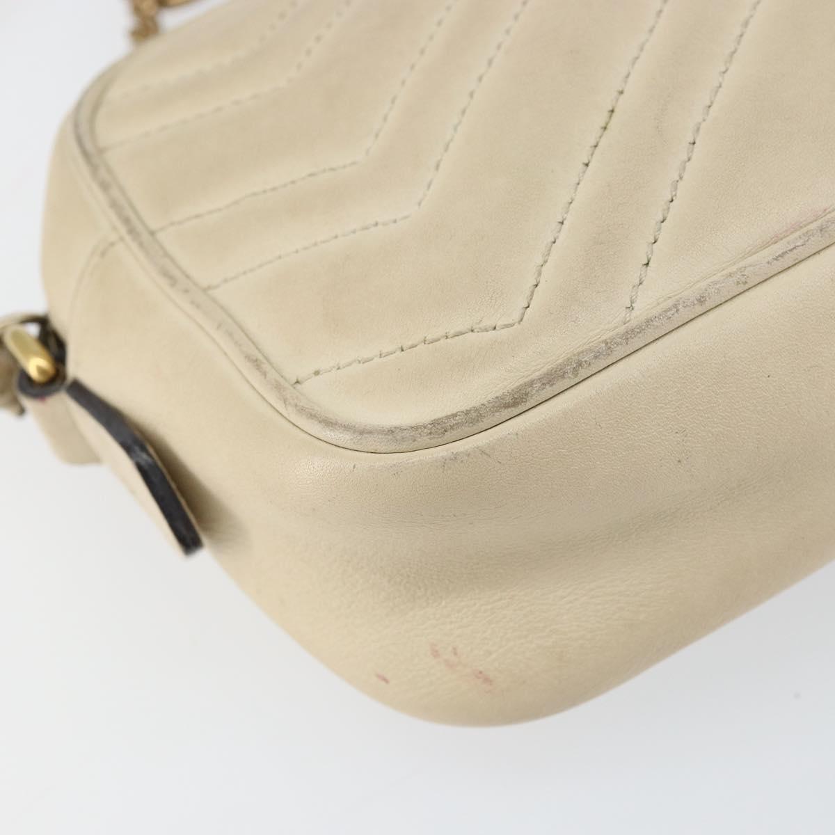 GUCCI GG Marmont Mini Camera Bag Leather White Gold 448065 Auth gh1235