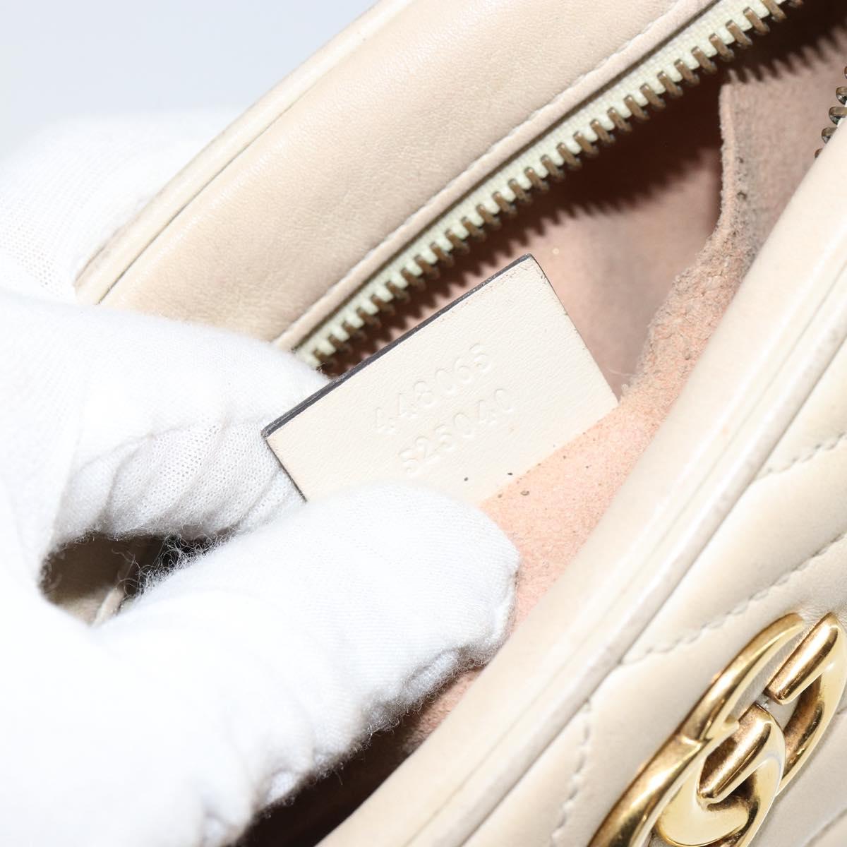 GUCCI GG Marmont Mini Camera Bag Leather White Gold 448065 Auth gh1235