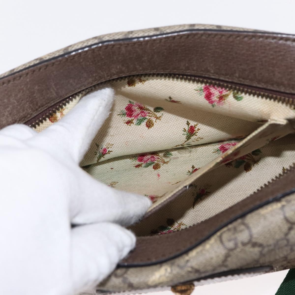 GUCCI GG Supreme Web Sherry Line Messenger Bag Neo Vintage PVC Beige Auth gh1236