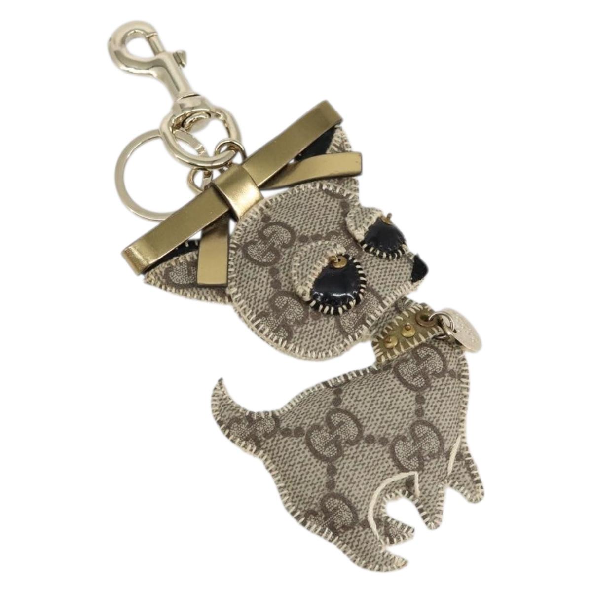 GUCCI Gutsy Chihuahua Key Charm GG Supreme Charm PVC Beige Gold Auth gh1237