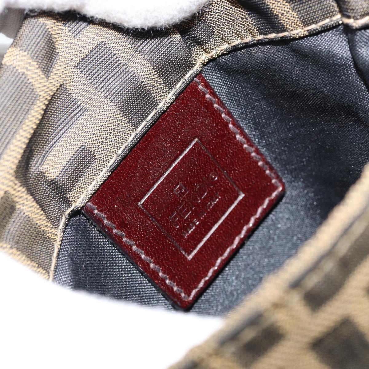 FENDI Zucca Canvas Shoulder Bag Black Brown Auth gh1238