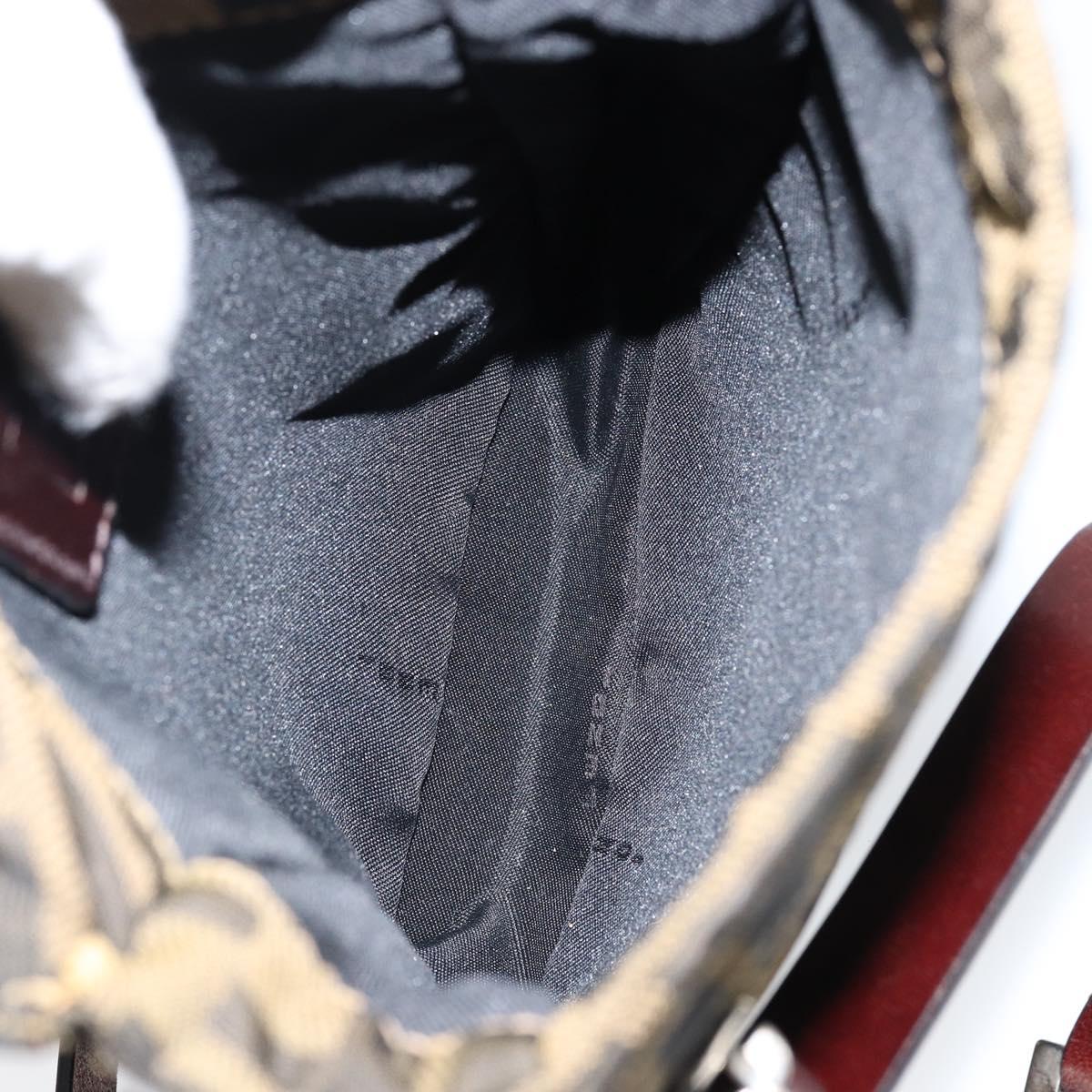 FENDI Zucca Canvas Shoulder Bag Black Brown Auth gh1238