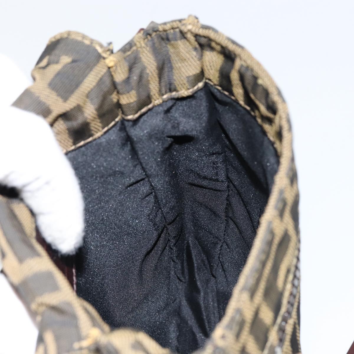 FENDI Zucca Canvas Shoulder Bag Black Brown Auth gh1238