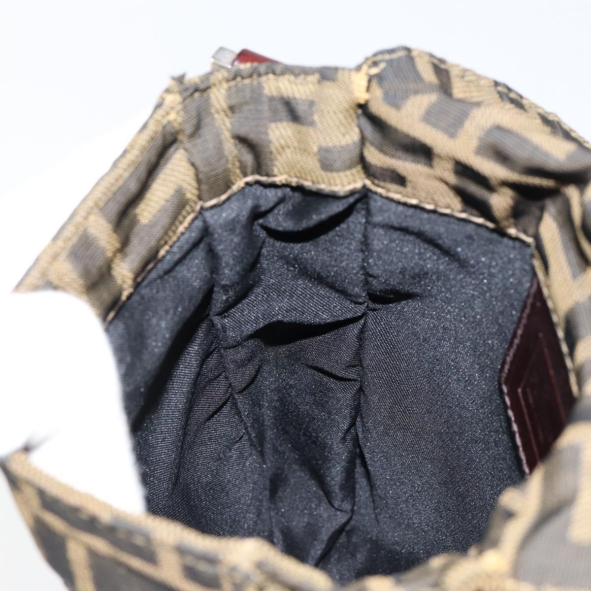 FENDI Zucca Canvas Shoulder Bag Black Brown Auth gh1238