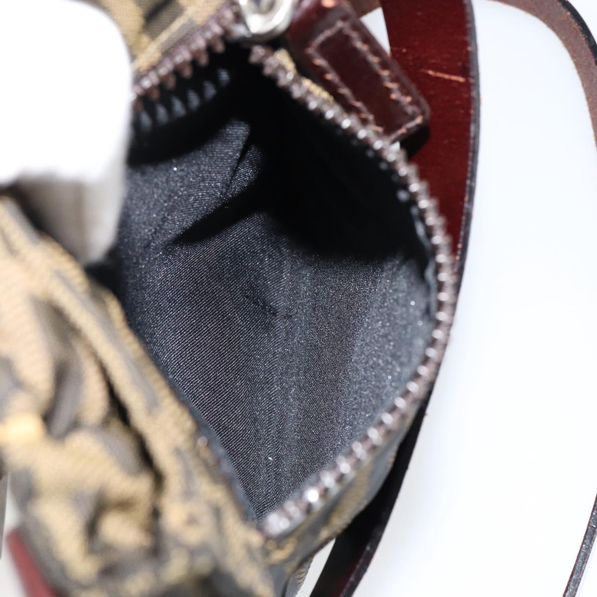 FENDI Zucca Canvas Shoulder Bag Black Brown Auth gh1238