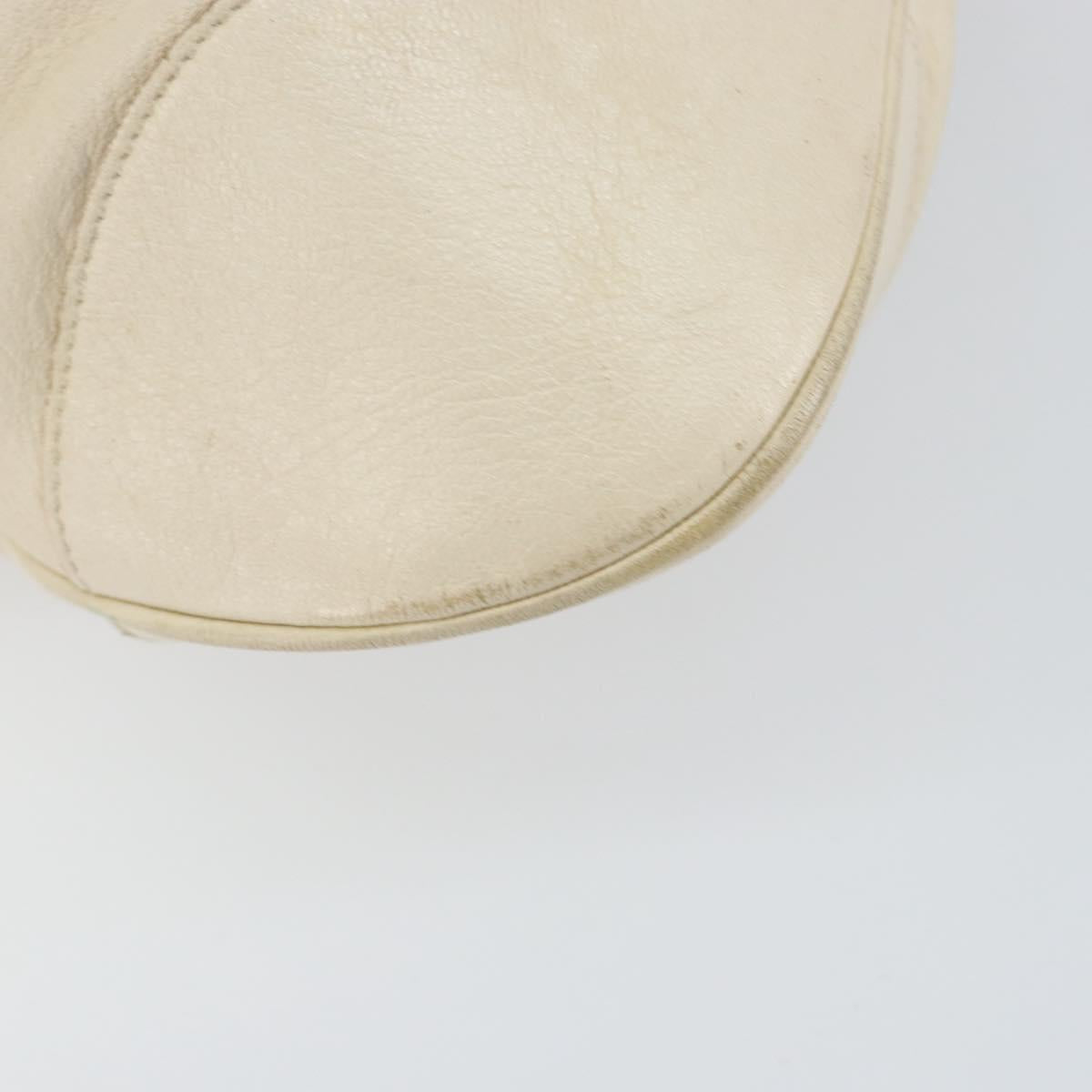 Salvatore Ferragamo Gancini Hand Bag Leather White Gold Auth gh1239